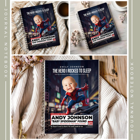 Personalized Baby Spiderman Notebook – Custom Superhero Journal with Baby Photo & Name